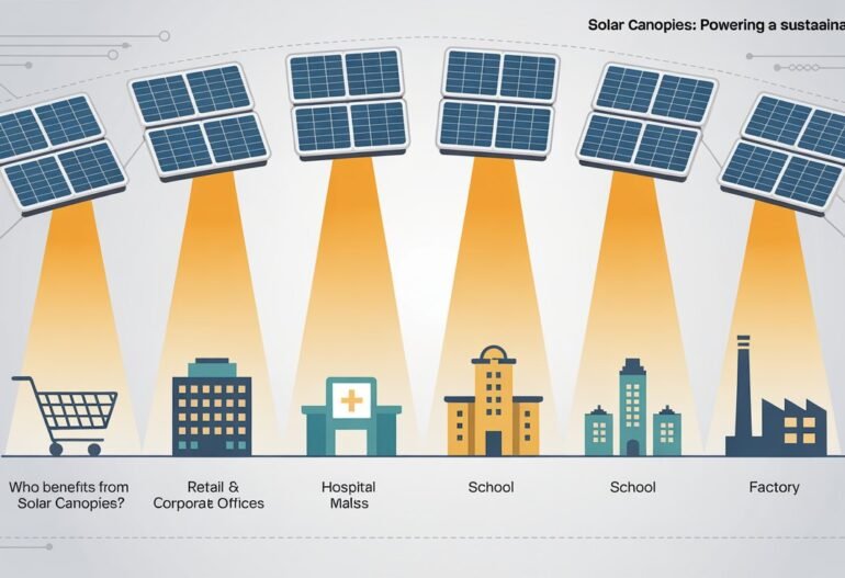 places where solar canopy can be used to fulfill energy needs.